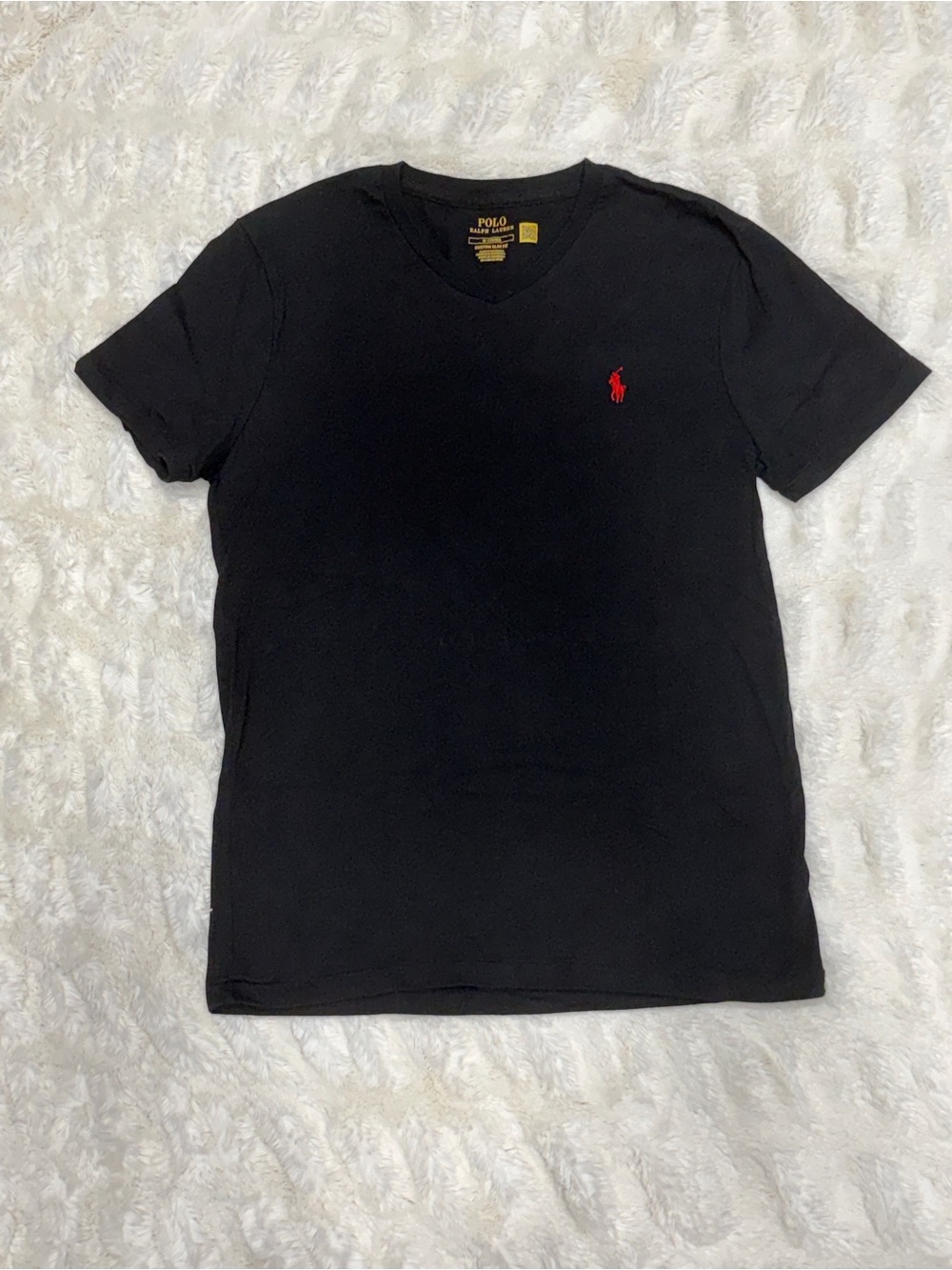 Polo by Ralph Lauren Black V-Neck Tee with Red Pony Logo